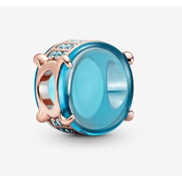 New Pandora Sterling Silver Blue Oval Cabochon Charm 799309C0 - Picture 1 of 5